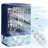 Evaporative Air Cooler,Personal Mini Air Cooler with Remote & Battery,Portable AC Fan (Blue Dark) (Blue Dark)