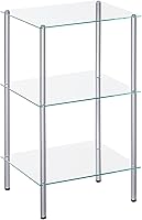 HOOBRO 3-Tier Tempered Glass Bathroom Shelf, Space-Saving Standing Organizer for Toiletries, Silver Steel Frame SV03CJ01