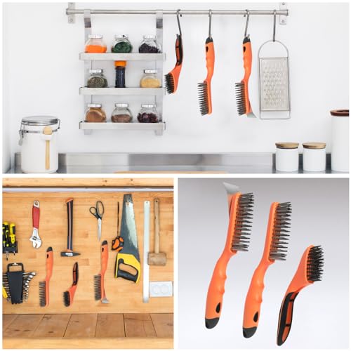Image of Wire Brush Cleaning Set 3Pc,Detail Brush 10-1 /2 inch and 8 inch,for Cleaning Welding Slag,Rust and Dust.Stainless Steel Brushes with Strong Handle & Metal Scraper,from VASTOOLS