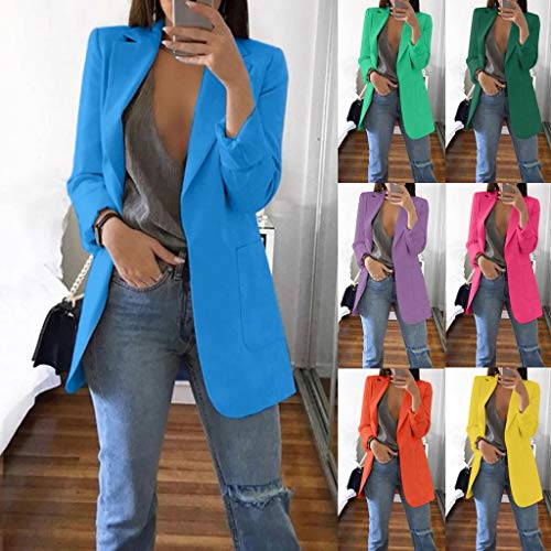 Blazer Jaquetas femininas frente aberta manga longa trabalho escritório jaquetas blazer cor sólida c