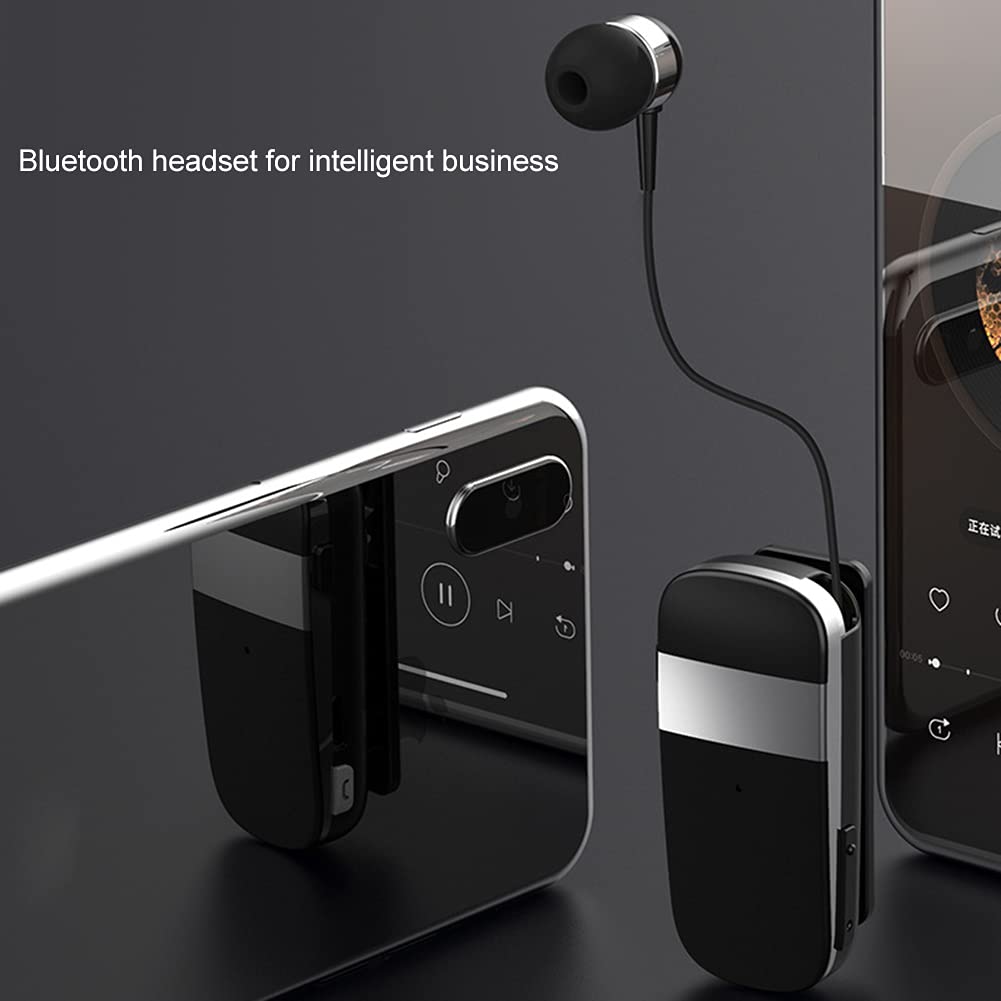 MoreChioce Cuffie Bluetooth 5.0, Auricolare Bluetooth Senza Fili Retrattile Cuffie Auricolari con Cancellazione del Rumore Cuffie Wireless Auricolari Cuffie Bluetooth nell'orecchio,10m,Grigio,k53