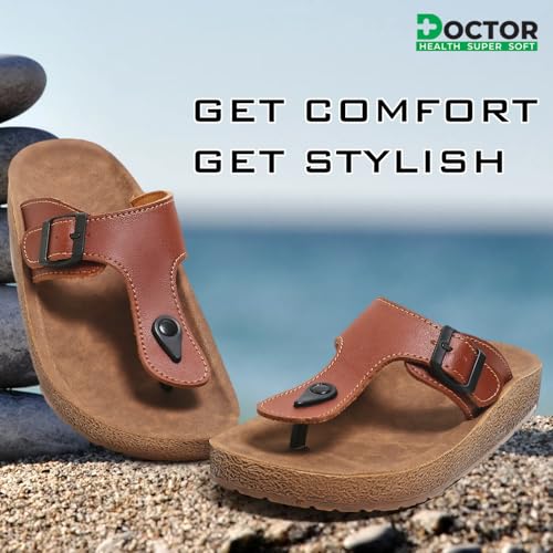 Image of DOCTOR HEALTH SUPER SOFT Men's Buckle Thong Sandals | Comfortable Cushioned Footbed Casual Slippers | Anti-Slip Lightweight Everyday Wear Open Toe Sandals for Indoor Outdoor Use