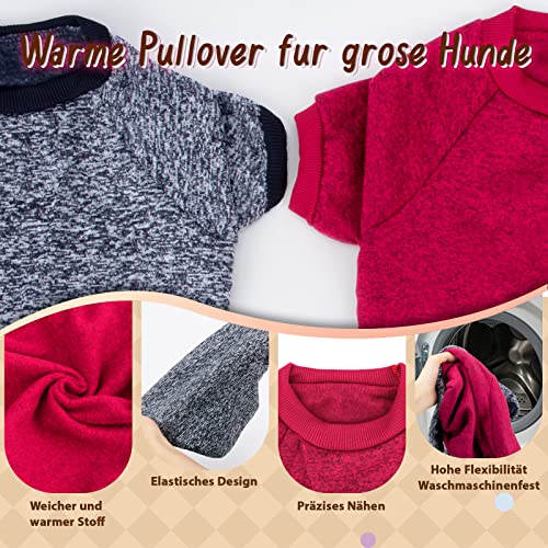 RANYPET 2 Stück Große Hundepullover für Winterhunde Klassischer Strickpullover Weiche Verdickung Warme Hundekleidung für Mittelgroße Hunde 3XL