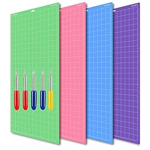 EVISWIY 4PCS 12×24 Mats Compitable with Maker 3/Maker Explore Air 2/Air/One with Blades StandardGrip/LightGrip/StrongGrip/FrabricGrip Multiple Green Blue Purple Pink Cricket Long Large Cutting Mats
