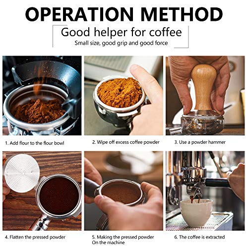 hicoosee Café Tamper, 58mm Tamper de Acero Inoxidable para Café Exprés Prensador para Café Base Plana - Imagen 5