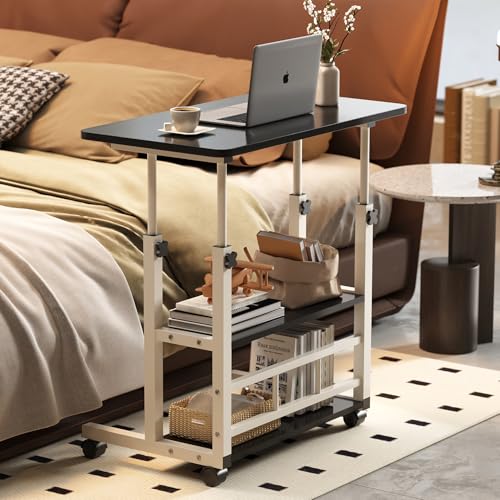 Catálogo de Escritorio Chocolate comprados en linea. 49 MXDESIKU Escritorio Portátil, 80 * 40cm,Mesa para Laptop, Mesa de Computadora Portátil Ajustable con Ruedas Negro