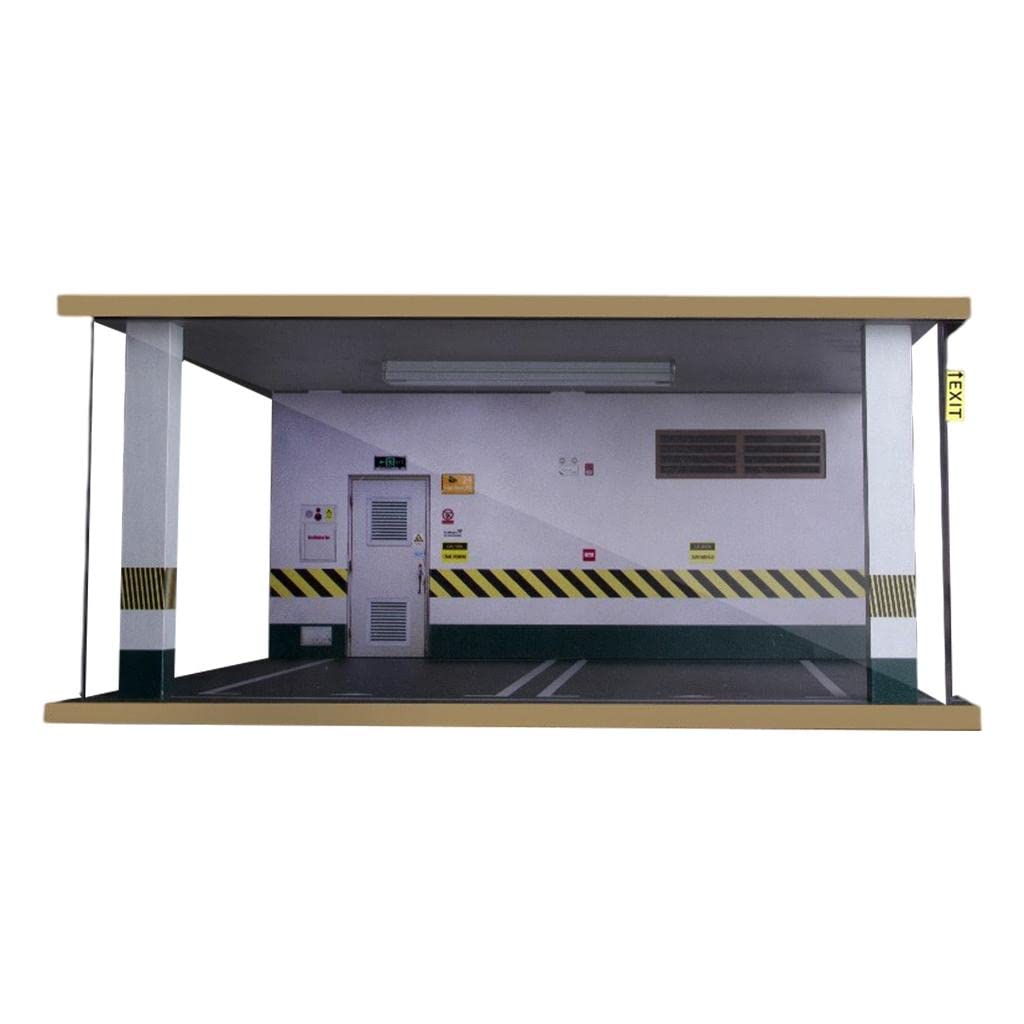 predolo Miniatur Parkhaus Modell Automatische Garage Diorama Szenerie aus Umweltfreundlichem Holz Acryl mit LED für Büro Zuhause Sammlung Dekoration, Weiße Wand