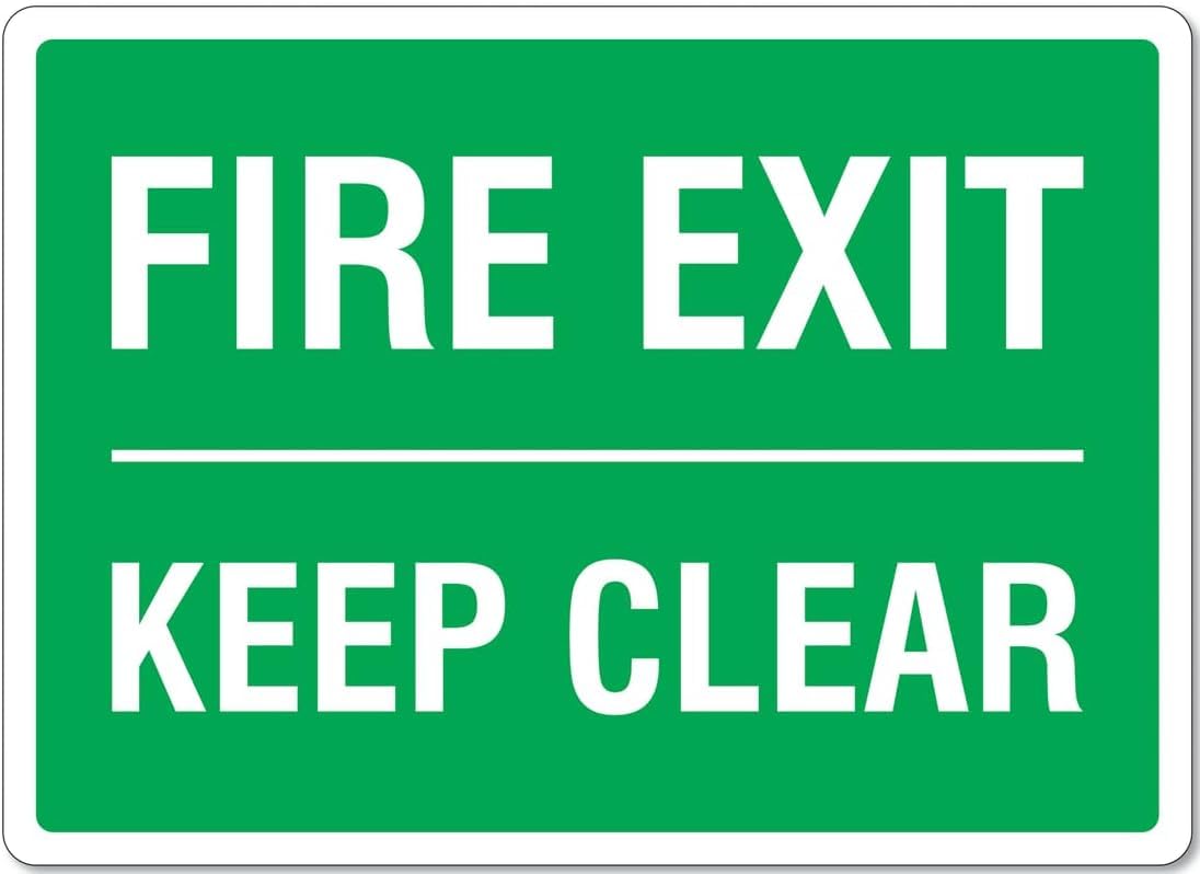 Fire Exit Keep Clear Rust Free Aluminum Sign - UV Protected, Waterproof Decor with 4 Pre-Drilled Holes for Office, Factory - 12x16 Inches​