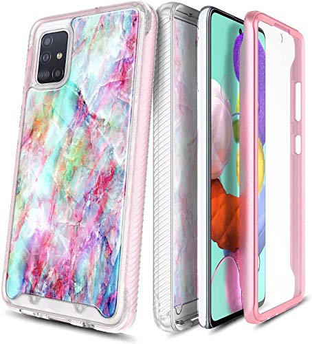 E-Began Case for Samsung Galaxy A31, Full-Body Protective Rugged Matte Bumper Cover with Built-in Screen Protector, Marble Design, Shockproof Impact Resist Durable Phone Case -Fantasy