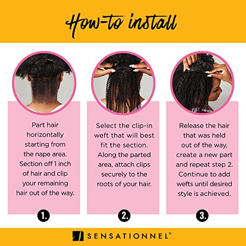 Sensationnel Curls kinksandco clip in - top lady 10 inch easy to use clips for natural 3c to 4c hair textures (2 DARKBROWN)