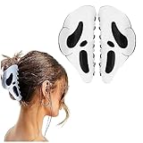 AUOCATTAIL Halloween Hair Claw Clip 2pcs Big Mask Ghost Face Hairpin Funny Ponytail Clip Scream Grimaces Scary Styling Shark Hair Accessories Halloween Styling