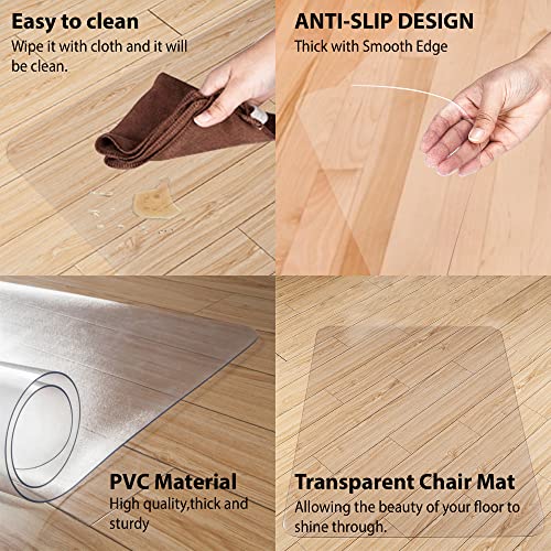 Office Chair Mat For Hardwood Floor 48"X 36" Heavy Duty Hard Floor Chair Mat, Transparent Floor Mats Computer Chair Mats Anti-Slip Wood/Tile Floor Protector For Home Office #TOP4