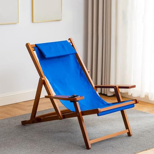 Chaise hamac pliante d'extérieur portable en bois bleu confortable - 2