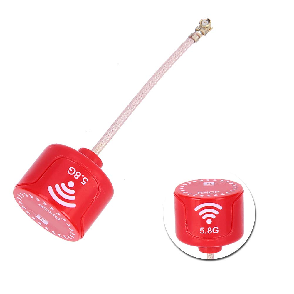 Antenna 5.8 GHz 3dBi LHCP, Guadagno Alto, Connettore UFL, Per Droni FPV Racing E Modelli RC, Colore Rosso