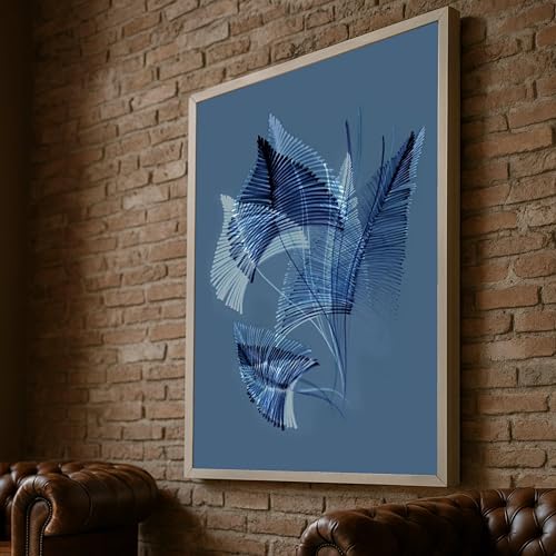 Toile fougère bleue moderne art mural botanique cadre intérieur 21x30