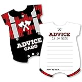 Big Dot of Happiness Lumberjack - Channel the Flannel - Baby Bodysuit Wish Card Buffalo Plaid Baby Shower Activities - Shaped Advice Cards Game - Set of 20