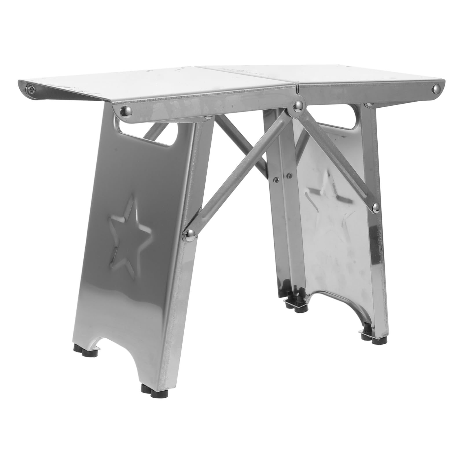 SUPVOX Tabouret Pliant Léger en Acier Inoxydable, Portable, 220lbs | Argenté, Ultra Léger et Pliable, pour Camping et Randonnée, Format Compact