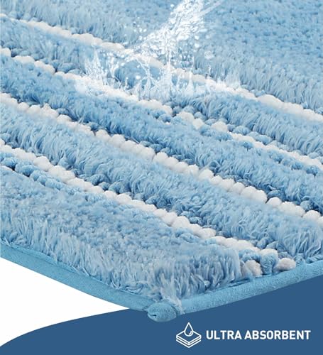 Image of Obsessions Ultra Soft Solid Bath Mat - Premium 1950 GSM Density, Anti-Skid Safety Backing & Superior Absorbency for Quick-Dry Comfort (40x60 cm, Baby Blue)