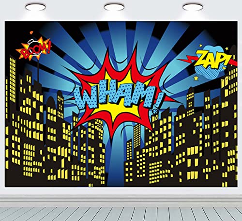 Ruini Superhelden-Foto-Hintergrund mit Sternen, für Kinderzimmer, Wanddekoration, Superhelden-Party-Zubehör, Foto-Requisiten (2,1 x 1,5 m) Cover