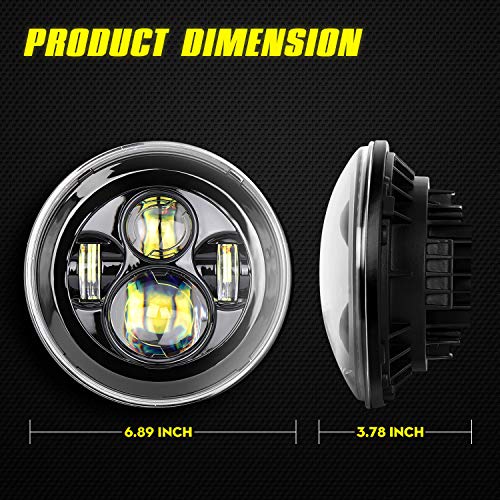 Motorcycle 7" LED Headlight Fog Passing Lights DOT Kit Set for Road King, Road Glide, Street Glide and Electra Glide Ultra Classic Ultra Limited Tri Cvo Heritage Softail Slim Deluxe Fatboy, Black - Thumbnail 2