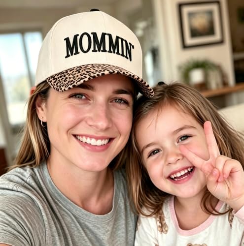 Image of Mommin Trucker Hat, Mom Hat, Embroidered Vintage Two Tone Mommin Hat