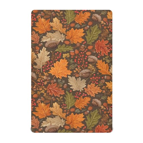 Image of Crib Sheet Breathable Soft Crib Mattress Sheet for Baby Toddler Boys Girls Fitted Crib Sheet Fit Standard Crib Mattress 52 x 28 Inch Brown Maple Leaves Acorns Berries Branches