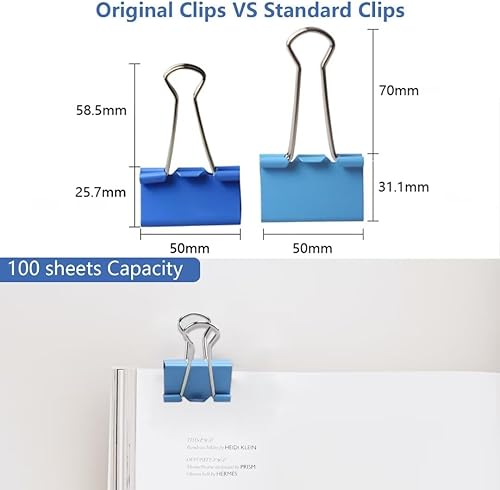 Miniatura 6 de OOTDAY Clips medianos para carpeta, 48 clips para carpeta, clips de papel para carpeta de 1 pulgada, clips medianos y clips de papel, abrazaderas de