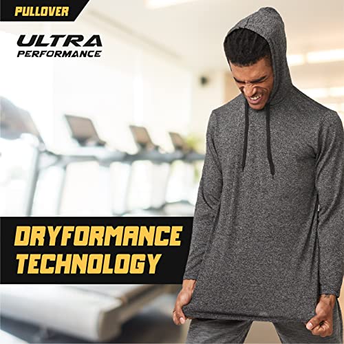 Ultra Performance Mens 3 Pack Dry Fit Long Sleeve Pullover Hoodies, Moisture Wicking Active Tech Workout Shirts Sweatshirts #TOP2