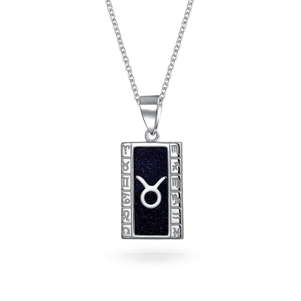 Bling Jewelry Scintillante Pietra Preziosa In Oro Costellazione Celestial Segno Astrologico Oroscopo Zodiaco Cane Tag Stile Collana Per Donne Uomo .925 Argento Rettangolo