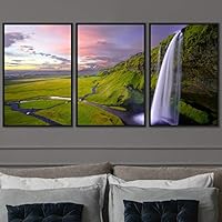 3 Piece Framed Canvas Wall Art Mountain and Waterfalls Canvas Prints Home Artwork Decoration for Living Room,Bedroom - 16