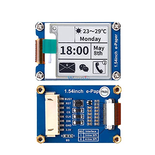 1.54inch e-Paper Module 200x200 E-Ink Display Screen 2-Color Black & White SPI Wide Viewing Angle Supports Partial Refresh