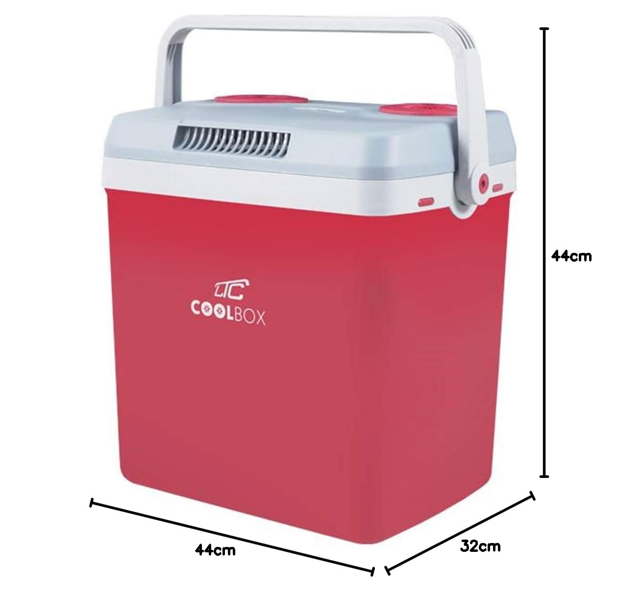 LTC LTCA32 CoolBox lodówka podróżna 32 l, z funkcją ogrzewania, przenośna lodówka samochodowa, czerwona DC12 V AC 220-240 V