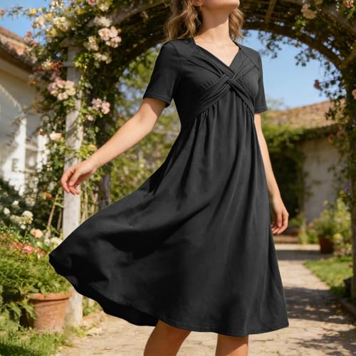 Robe longue décontractée en jersey fluide fluide à manches courtes - 2