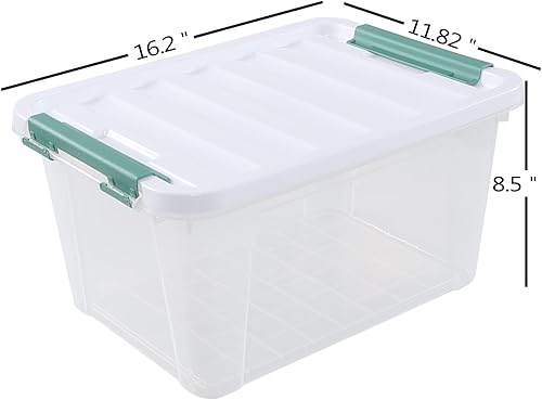 Miniatura 10 de Parlynies Paquete de 4 cajas apilables grandes de 20 cuartos de galón contenedor de almacenamiento de plástico transparente
