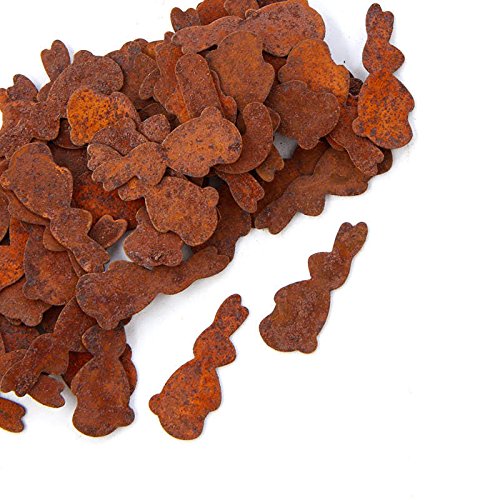 100 Miniature Rusty Tin Bunny Cutouts with Flat Back for Crafting - 1-1/4