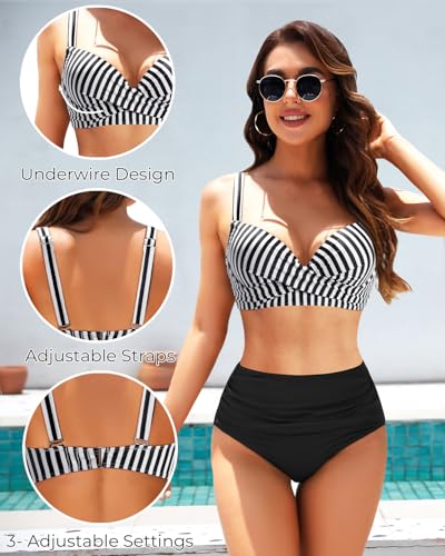 Image of Aqua Eve Women Underwire Bikini Top - Push Up Swimsuit Top Bra Padded Bathing Suit 2026 Twist Front Swimwear