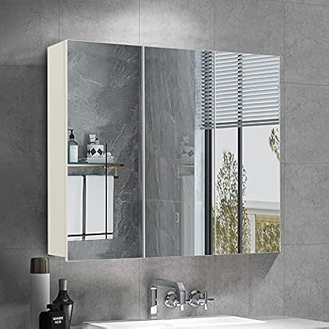 OFCASA - Armario de pared para baño con espejo y estantes regulables Cover