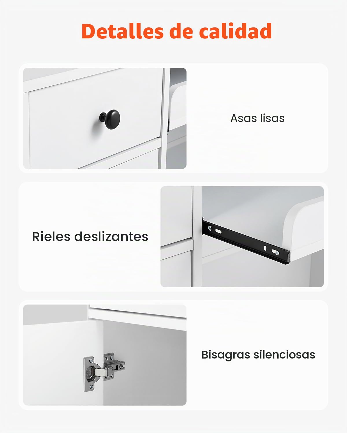 VEVOR Mostrador de Recepción 120 x 47,5 x 100 cm Mesa de Mostrador Rectangular Material de MDF con Luz LED 2 Cajones y Tomas de Corriente para Caja, Vestíbulo, Salón de Belleza, Oficina, Blanco