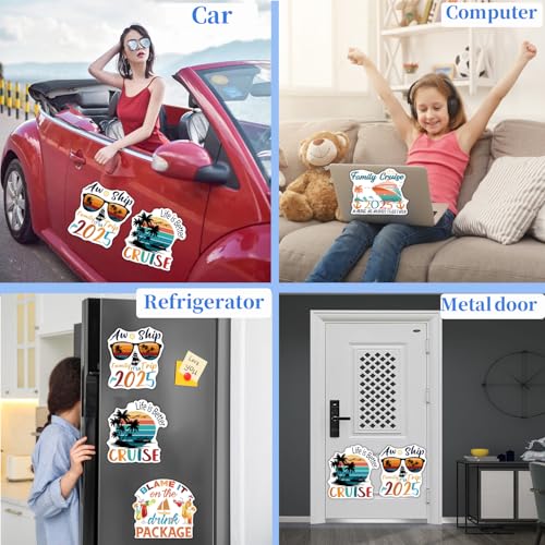 Image of 5 Pcs Large Family Cruise Door Magnetic Decorations, Reusable Life Blessings and Scenery Cruise Door Magnets Funny Door Magnets for Carnival Cruise Ship Cabin Fridge Car Computer