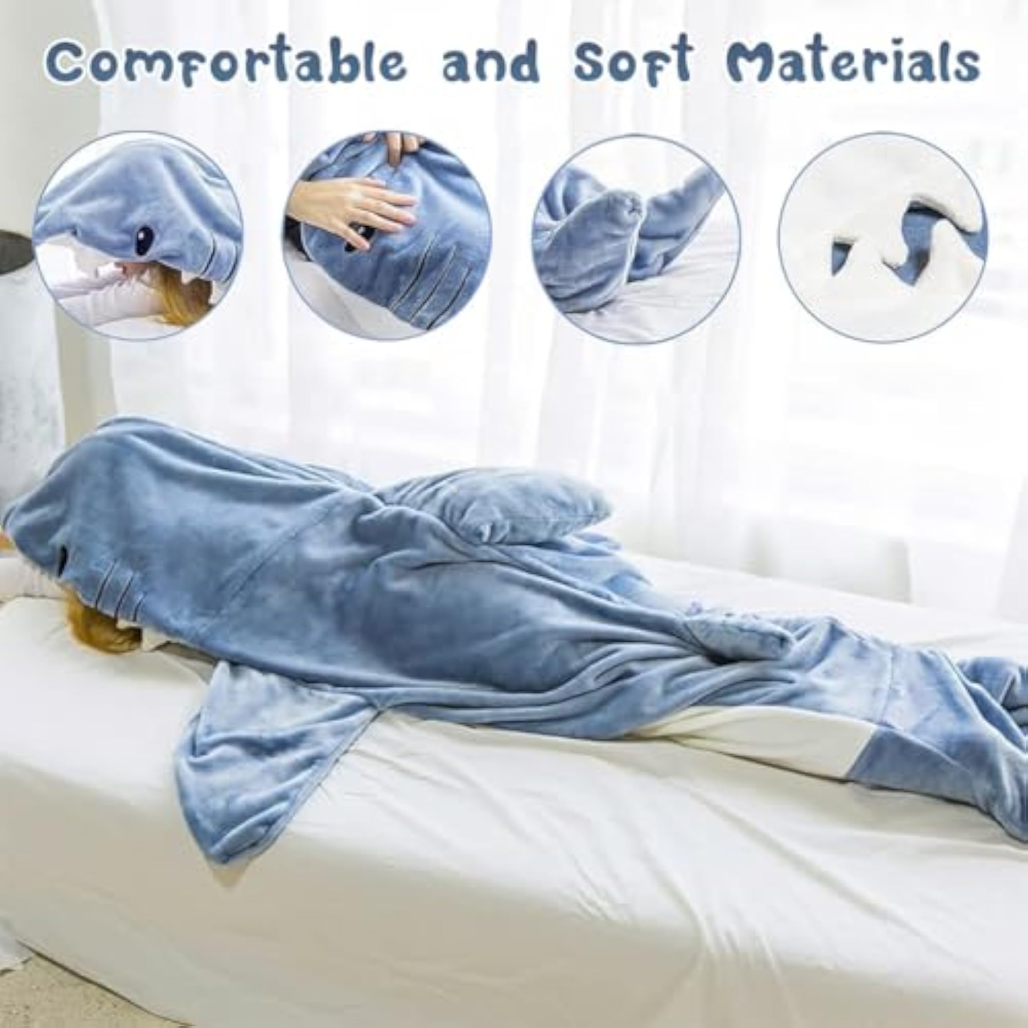 Cute Shark Pajama Blanket for Men and Women