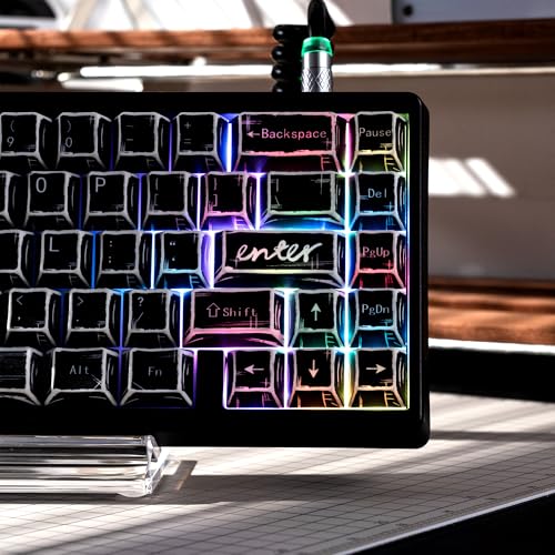 Image of XVX Black Translucent Keycaps,PBT Keycap Set Cherry Profile,Dye Sublimation Graffiti Keyboard Keycaps Suitable for 60% 65% 75% 80% 100% MX Switches Mechanical Keyboard