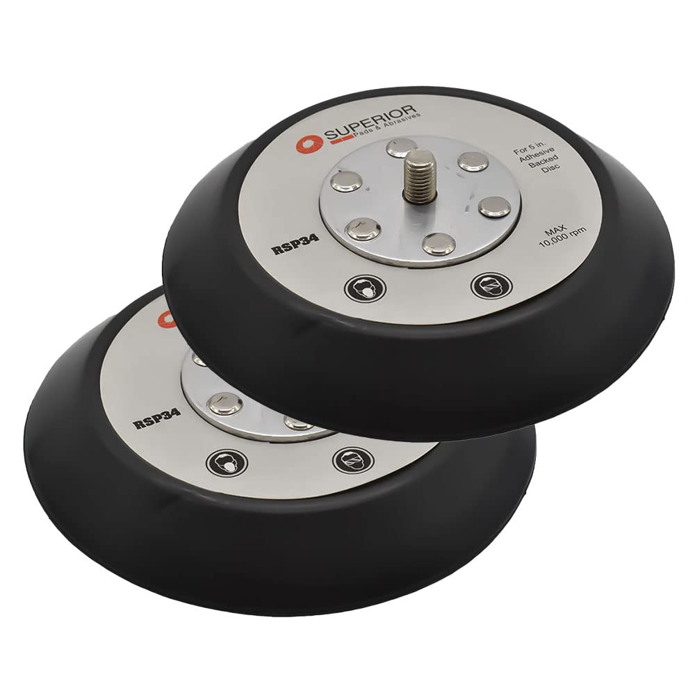 Superior Pads and Abrasives RSP34 5 inch Diameter No Vacuum Holes PSA Adhesive Back Sander Pad Replaces OEM# 13700, A14390 and 699999 2 per Pack