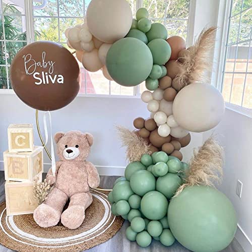 Image of Voircoloria 130pcs Sage Green Balloons Different Sizes 18 inch 12 inch 10 inch 5 inch Olive Green Balloons for Birthday Graduation Baby Shower Wedding Anniversary New Year Party Decorations