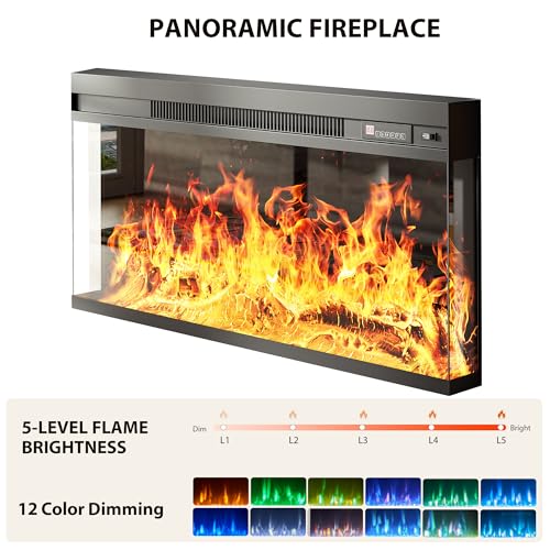 Image of MXV 98 inch Farmhouse Fireplace TV Stand, Large Wall Unit Entertainment Center with 36 inch Electric Fireplace, Media Console with Storage Cabinets and Open Shelves for Living Room, White
