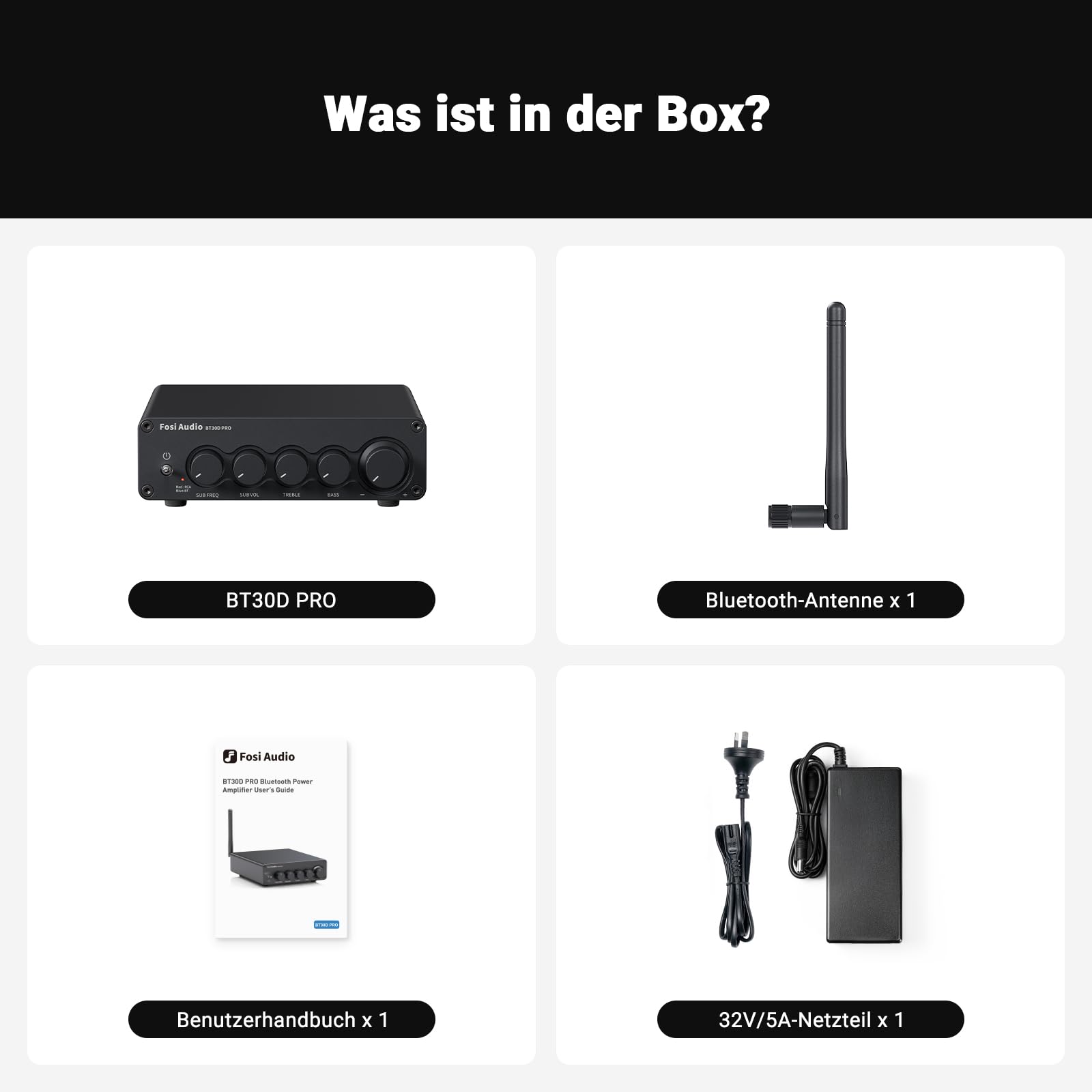 Fosi Audio BT30D Pro Bluetooth Verstärker 2.1 Kanal, Mini HiFi Verstärker TPA3255 165W x2+350W Bass-Höhenregler