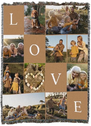 Pure Country Weavers This is Love Tan Woven Photo Blanket