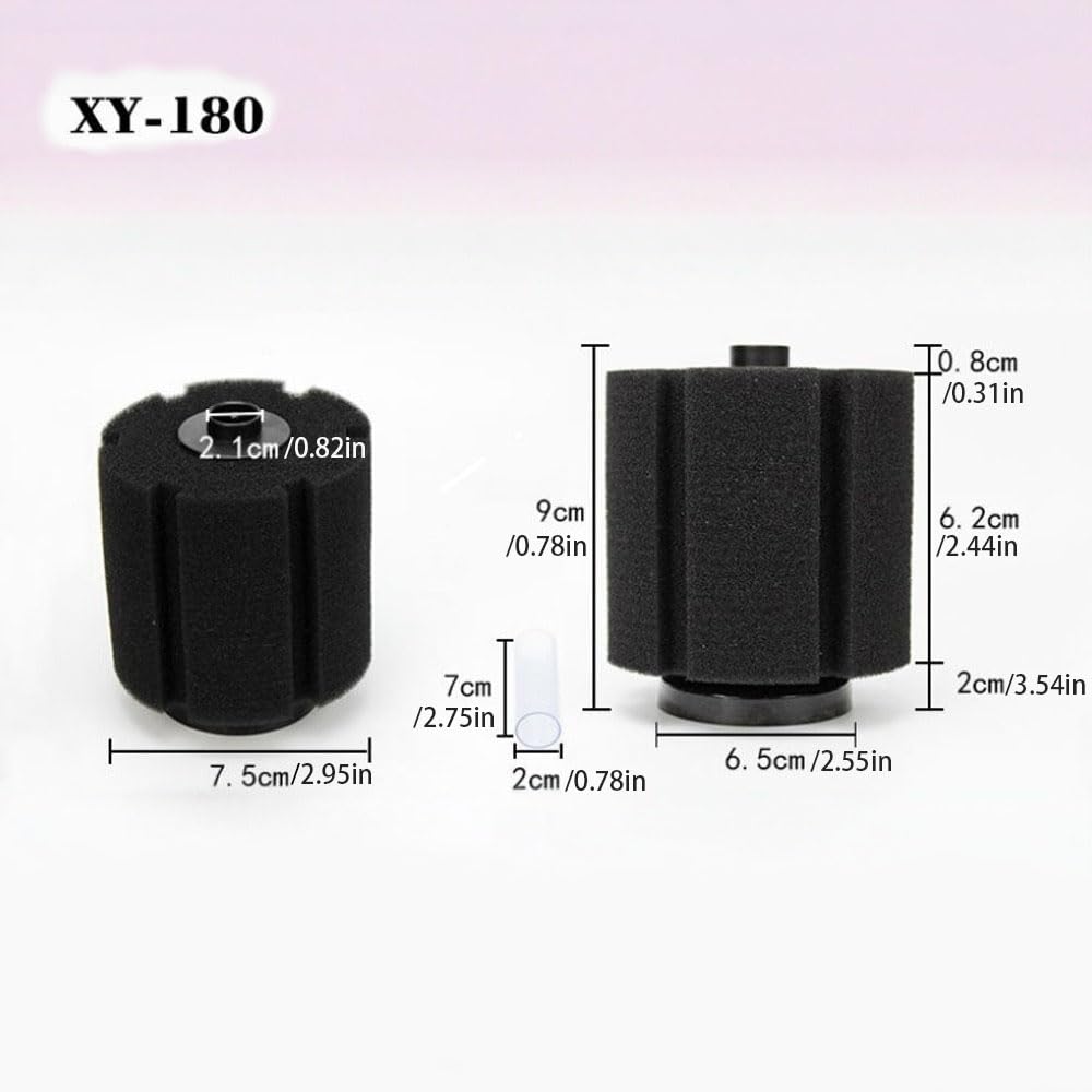 Maximum 20-Gallon Nano Aquarium Sponge Filter Foam, Low-Flow air Lift, Gentle Filtration, 180ReplacementCotton - image 2