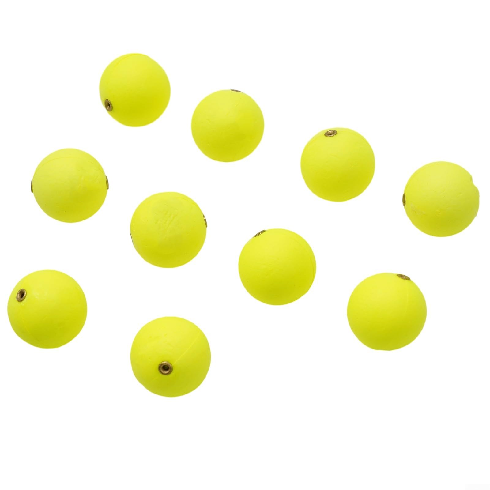 Set of 10 Fishing Floating Bobbers for DRIFT Balls Constructed from EVA Foam and Copper Ring Center for Better Grip and Reliable Strike Indication (30mm yellow)