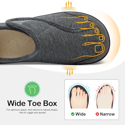 QFH Cozy Slippers for Women & Men - Wide, Diabetic, Barefoot Walking Shoes - Non-Slip, Soft Lining, Comfy House Shoes2