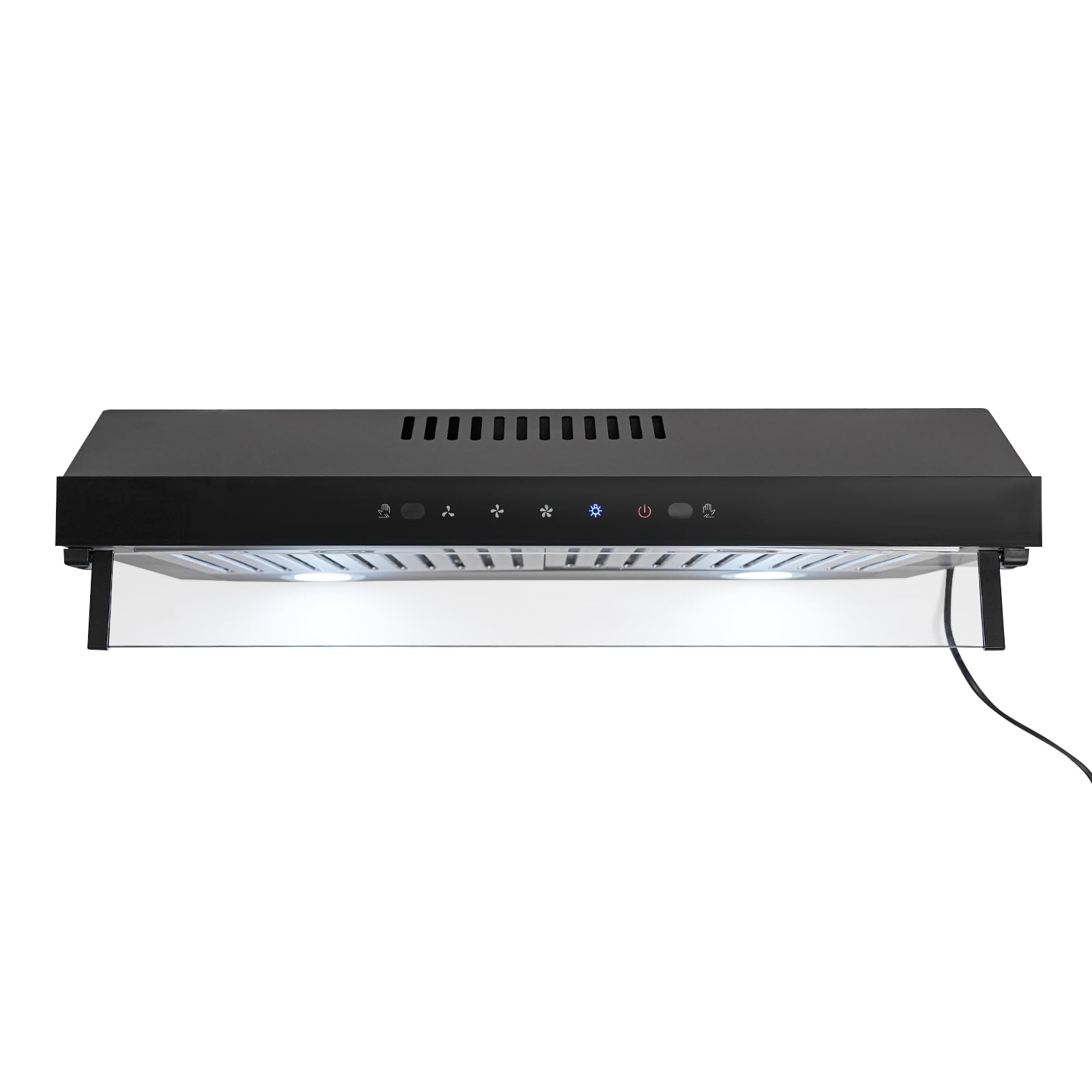 Dunstabzugshaube 60cm Unterbau Umluft Abluft 595-1215m³/h 3-Leistungsstufen Doppelmotor 2-LED-Beleuchtung Touchscreen Bewegungsmelder